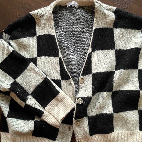 Oak + Fort Checkered Cardigan Sweater - Picture 2 of 3